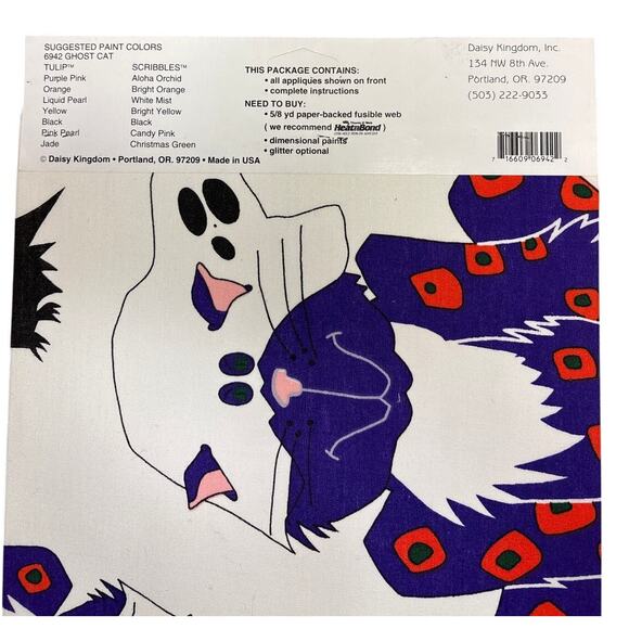 Daisy Kingdom No-Sew Fabric Appliqué Kit #6942 Ghost Cat Halloween NIP - Picture 3 of 3